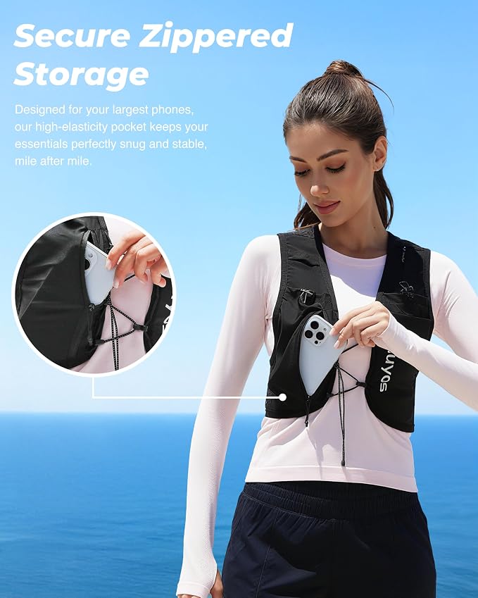 Running Vest (Small) & 2 Pack Soft Water Bottle
