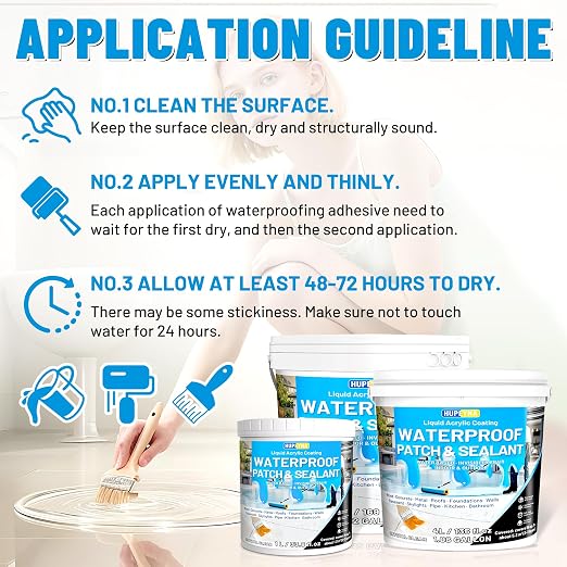 Hupeyna Liquid Waterproof Sealant, Invisible Water Proof Agent, Anti-Leakage Repairing Transparent Waterproof Coating, Indoor and Outdoor Water-Based Waterproofing Glue 1L