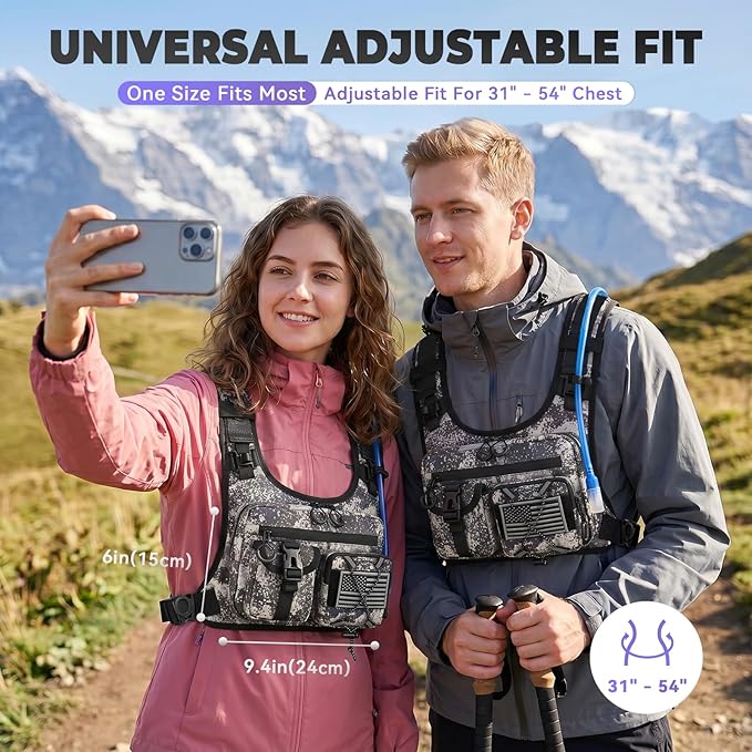 Criuage USA Patent Running Hydration Vest Backpack, Lightweight Chest Pack with 2.0L Water Bladder Bag Daypack for Hiking Running Cycling Race Marathon for Women Men