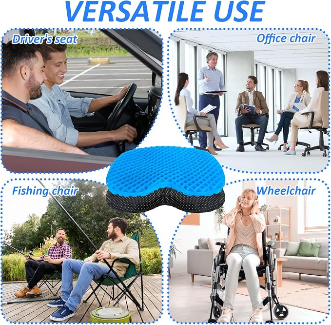 YEXEXINM 2 Pack Anti Slip Kayak Seat Cushion Thick Waterproof-Gel Breathable U Shape Seats Pad with Non-Slip Cover for Sit in Inflatable Kayak Canoe & Boat Kayak Accessories for Fishing Kayak