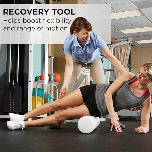 THERABAND Pro Foam Roller, 6" x 36" Round; White Back Roller, Compact 6 Inch Diameter for Deep Tissue Massage, Physical Therapy, Myofascial Release, Core Stabilization