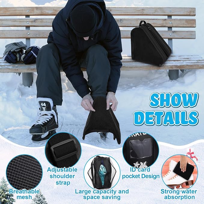 Liliful 8 Pcs Skate Guards Skate Blade Protector Covers Towel Ice Inline Bag Set Ice Guards for Adult Hockey Winter Supply