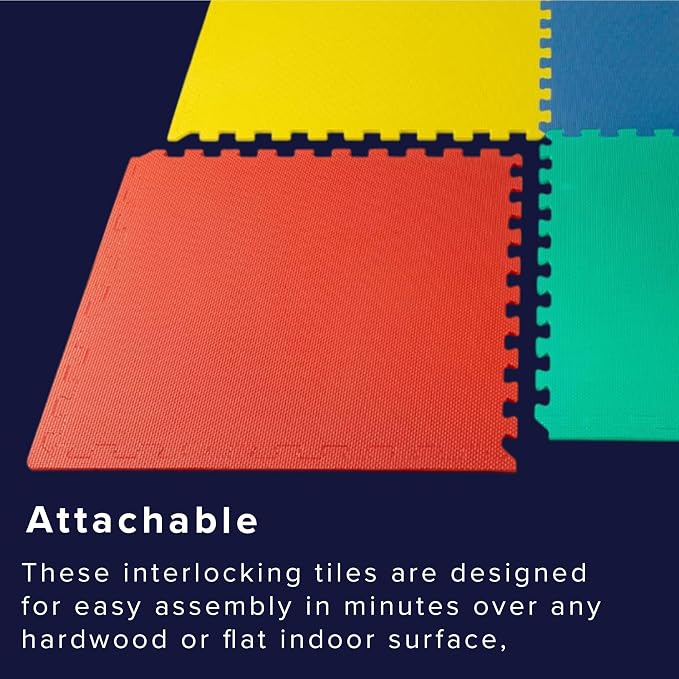 We Sell Mats 1/2 Inch Thickness Multipurpose EVA Foam Floor Tiles, Interlocking Floor Mat for Indoor Gym and Home Use, 24 in x 24 in, Multicolor, 100 Square Feet (25 Tiles)