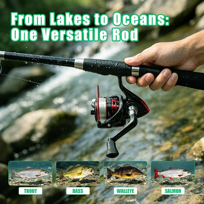 2pcs 5.9FT Fishing Rod and Reel Combo, Telescopic Carbon Fiber Poles