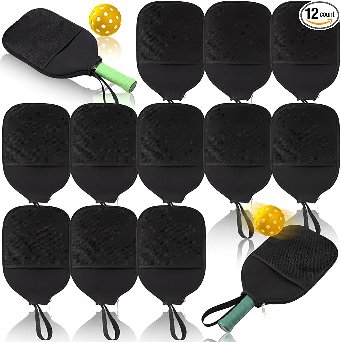 12 Pcs Paddle Cover Compatible with Pickleball Paddle Cover Neoprene Racket Sleeve with Zipper, Protection Covers for Men Women