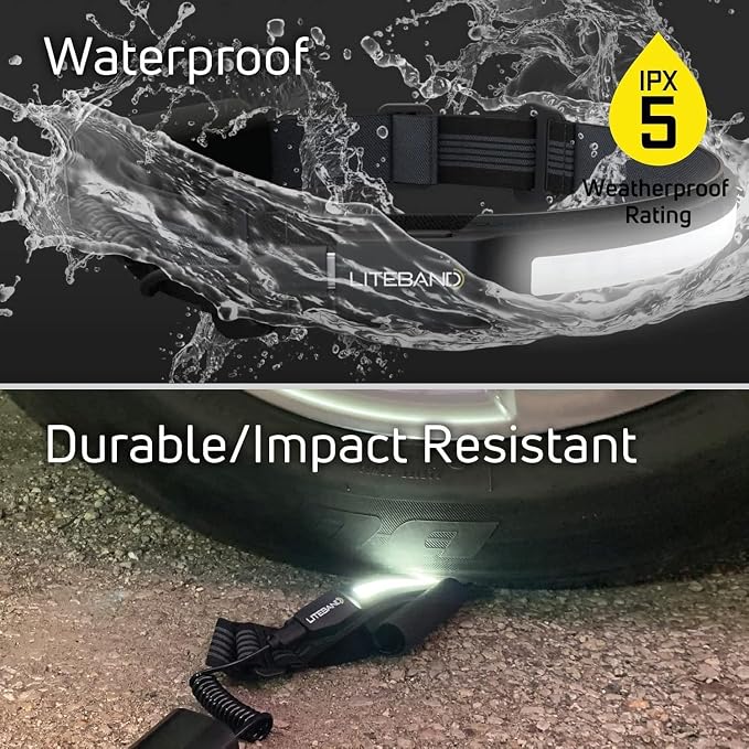 OPTIMAL VENTURES LITEBAND ACTIV Rechargeable LED Headlamp, 1000 Lumens, 210° Wide Beam, Lightweight No-Bounce Fit, IPX4 Weather Resistant, Black