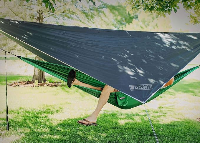 Bear Butt Hammock Rain Fly & Camping Tarp - 11 x 9 ft Ultralight Waterproof Tarp for Hammock & Tent Camping - Easy to Set Up