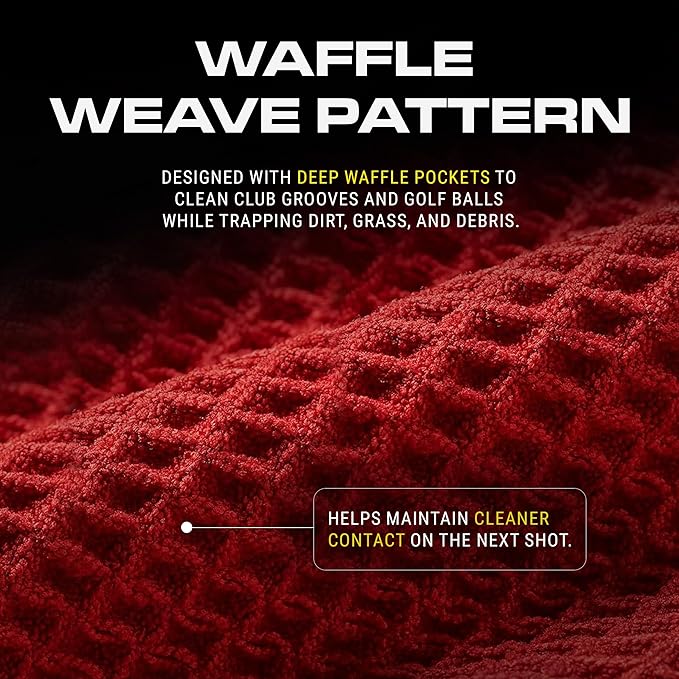STICKIT Magnetic Golf Towel - Ultra-Absorbent Waffle Weave Microfiber & Removable Magnet - Golf Towel with Magnet for Bags, Clubs & Carts - Removes Dirt, Grass, & Debris from Club Face - 29” x 29”