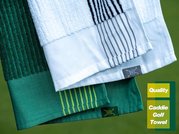 Handy Picks Caddie Golf Towel, Extra Large 44” x 22” Caddy Towel for Tour Professionals, Selected Soft Cotton, Absorbent with Professional Edge Finishing (Green, Pack of 1)