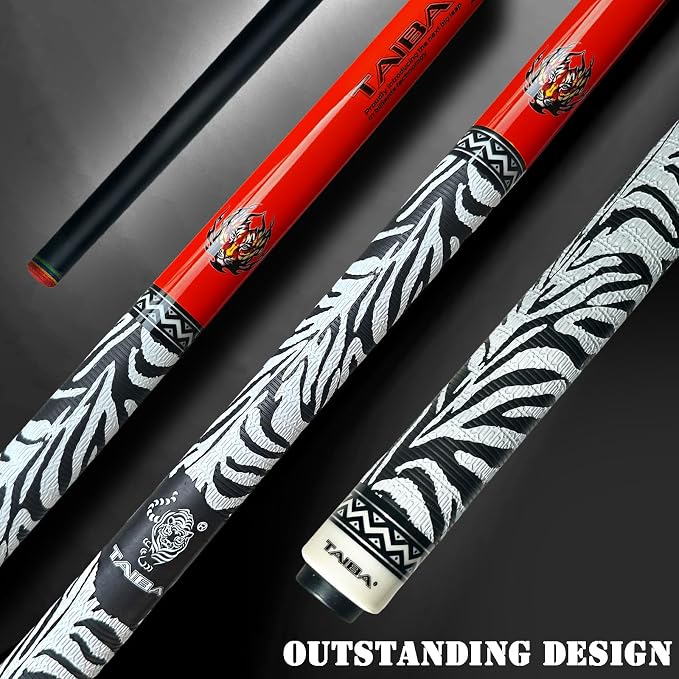 Tai ba cues 2-Piece Pool Stick Linen Wrap, 13mm Multilayer Leather Tip, 58", Hardwood Canadian Maple Professional Billiard Pool Cue Stick 18, 19, 20, 21 Oz (Selectable)
