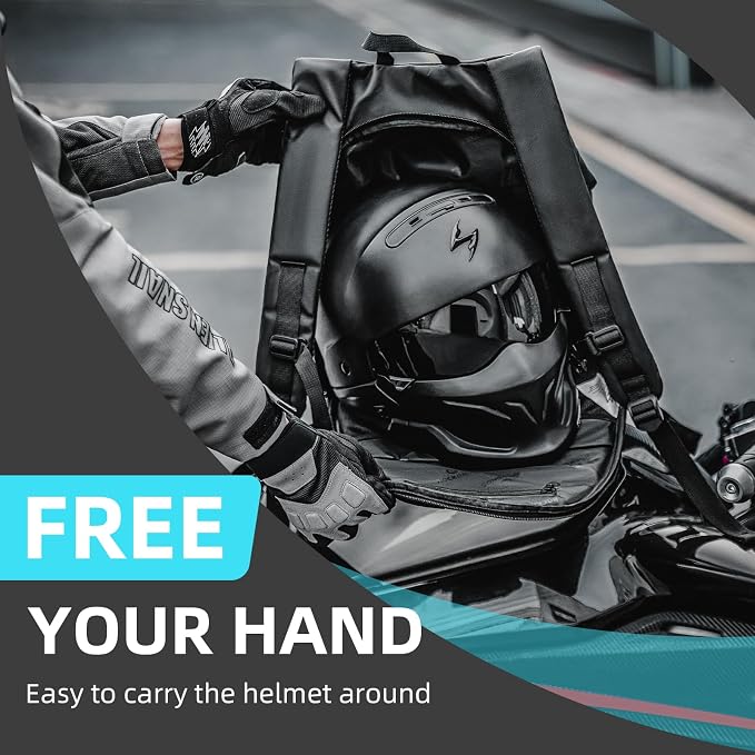 ROCKBROS Motorcycle Helmet Backpack, 14.5L Large Capacity Helmet Bags with Reflective Symbol, Waterproof Storage Bag Luggage Bag