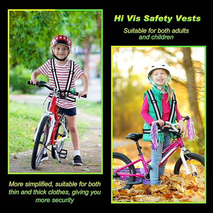Hercicy 20 Pcs Reflective Vest High Visibility Safety Vests, Adjustable Running Gear Straps Lightweight Reflector for Construction (Black)