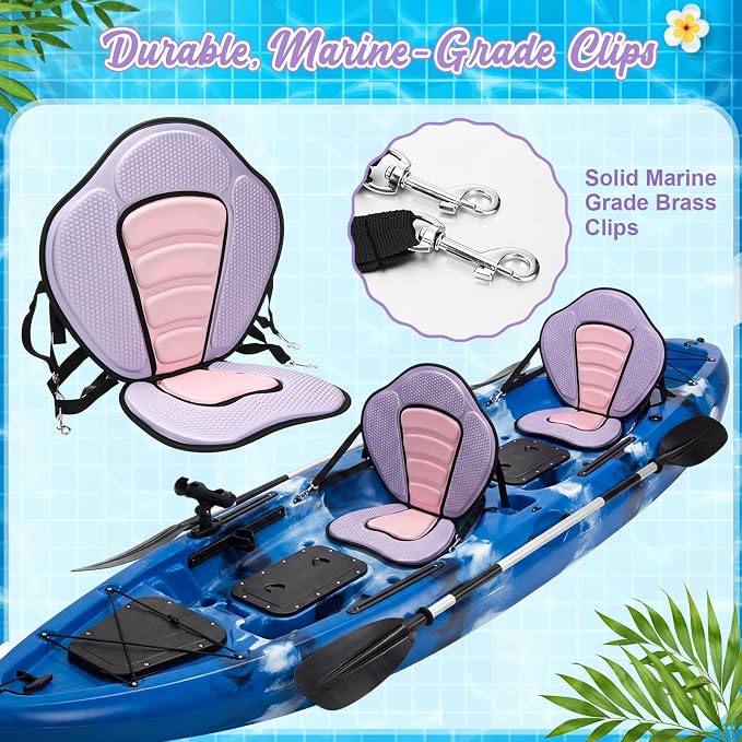 Vinsot Kayak Seat Cushion Universal Paddle Board Seat with Back Support Adjustable Non Slip Boat Chair Seats with 4 Straps and Storage Bag for Kayak Boat Sup Canoe