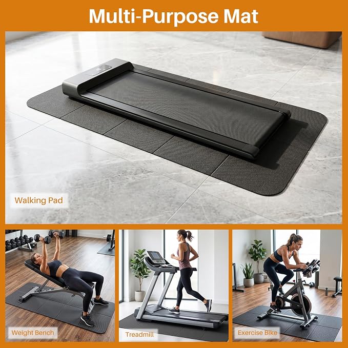 Treadmill Mat,Stationary Bike Mat,6mm Thick,Walking Pad Mat for Carpet,Under Exercise Bike Trainer Pad for Indoor Stationary Spin Bike Gym Equipment Hardwood Floor Carpet Protector