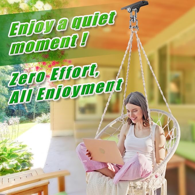 360° Swivel Swing Hanger Swing Ceiling Mount with Removable Hooks Hanging Chairs Hanger 1000 LBS Capacity Heavy Bag Hanger Swingset Hardware for Hammock Chair, Porch Swings, Aerial Silks, Tire Swing