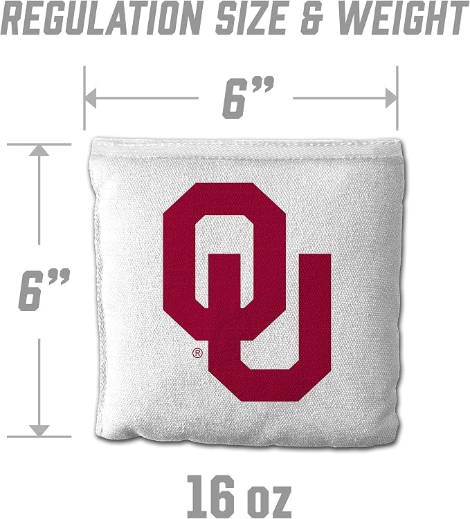 YouTheFan Officially-Licensed NCAA Set of 8 Cornhole Bags - All Weather Dual Sided Slide & Stop - Regulation Size with Carry case