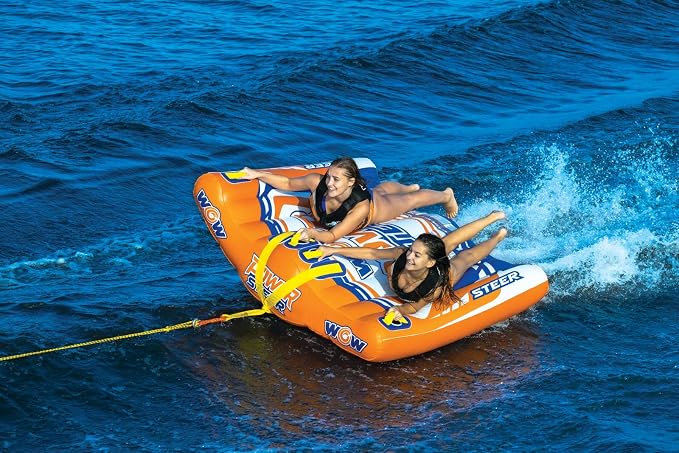 WOW Sports Power Steer Towable Tube - 1-2 Person - 340 lb Capacity - Steerable - For Boating - Youth & Adults