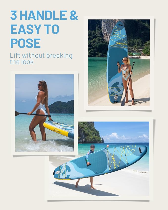 CETANA Extra Wide Inflatable Paddle Board 11'6 x 35" x 6", 450LB High Weight Capacity Wide Stable Stand Up Paddle Board for Beginners, 2–3 Person Large Paddleboard with 3 Fins, Dual Bungee, 15 D Rings