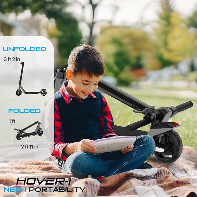 Hover-1 Neo Family Foldable Electric Scooter with 300W/250W/200W Rated Brushless Motor, 16/14/12 mph Max Speed, 8.5"/6.5” Wheels, 10/7 Mile Range Commuting Scooter for Kids & Teens Aged 4 to 16