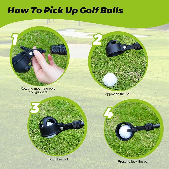 Carbon Fiber Golf Ball Retriever Telescopic 9FT, Lightweight Anti-Rust Extendable Ball Retriever Tool Golf for Water, Pond, Underneath Bushes, Shallow River, GolfBall Grabber Tool for Golfers