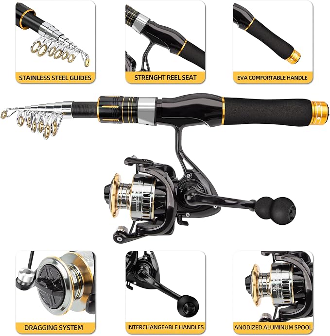Fishing Rod and Reel Combo,Telescopic Fishing Pole with Fishing Lures,Suitable for Beginners and Universal in All Waters.