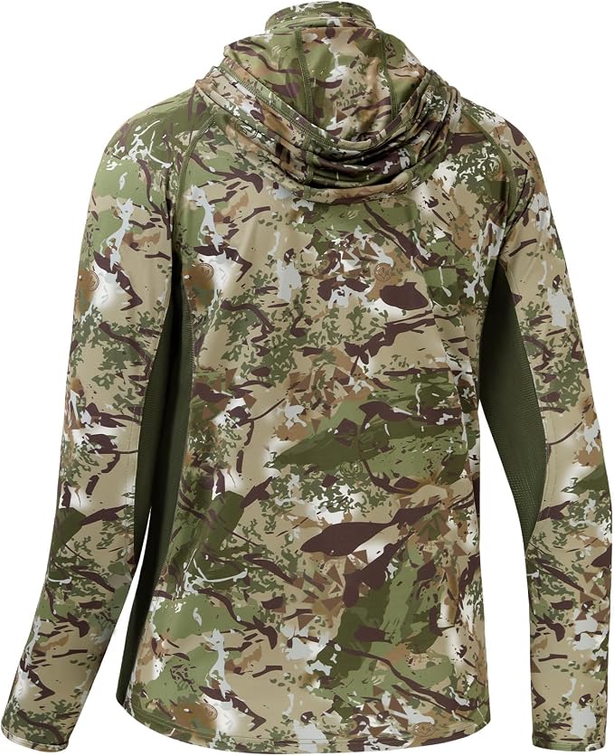 BASSDASH Men's UPF 50+ Camo Long Sleeve Hunting Fishing Hoodie Shirt