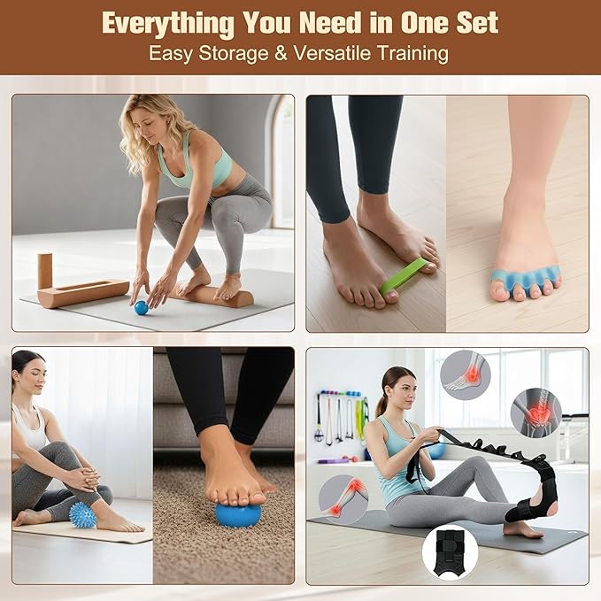 MUCITAGF Cork Balance Board - Ankle & Foot Strengthener Kit for Physical Therapy, Plantar Fasciitis Recovery, Core Stability, Enhanced Foot Function, Mobility and Prevent Falls | Balance Trainer