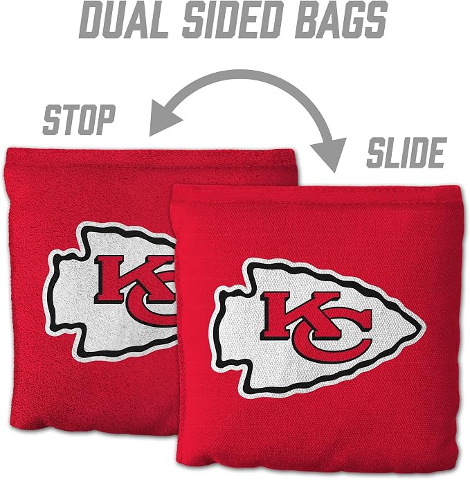 YouTheFan Officially-licensed NFL Set of 8 Cornhole Bags - All Weather Dual Sided Slide & Stop - regulation size