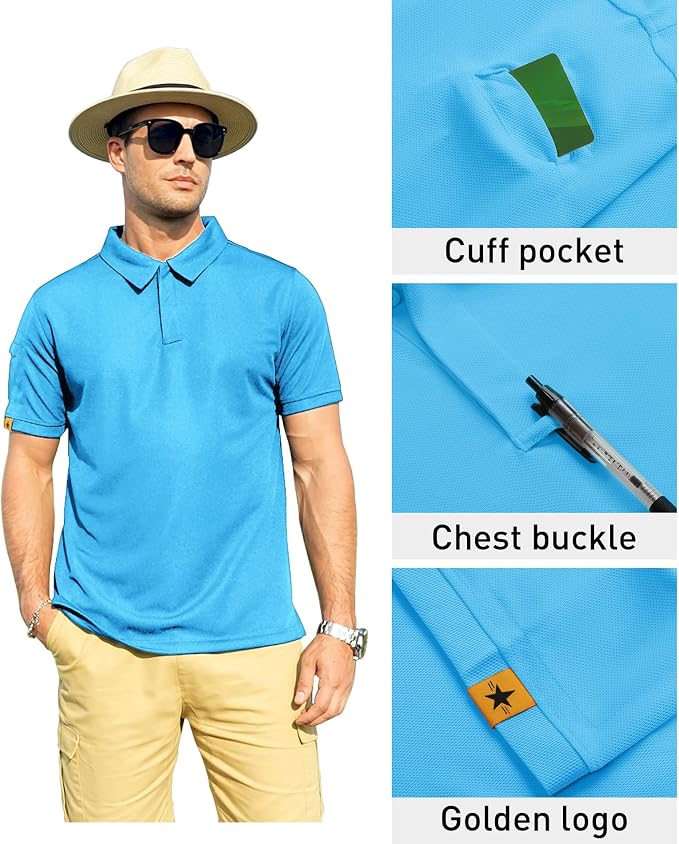 ZITY Mens Polo Shirt Short Sleeve Sports Tactical T-Shirt Athletic Golf Polos Daily Casual Stylish Collared Shirts for Men