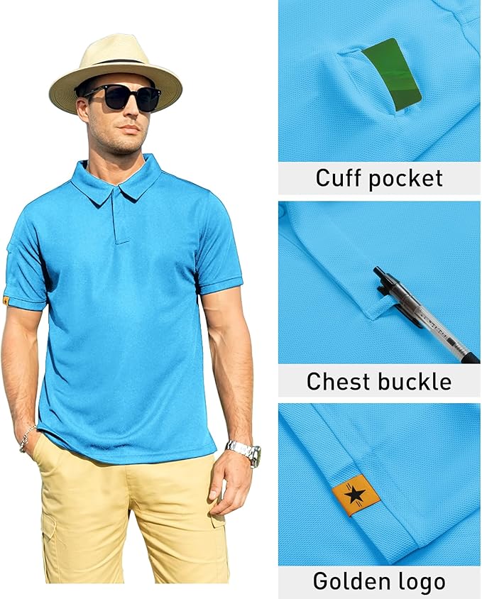 ZITY Mens Polo Shirt Short Sleeve Sports Tactical T-Shirt Athletic Golf Polos Daily Casual Stylish Collared Shirts for Men