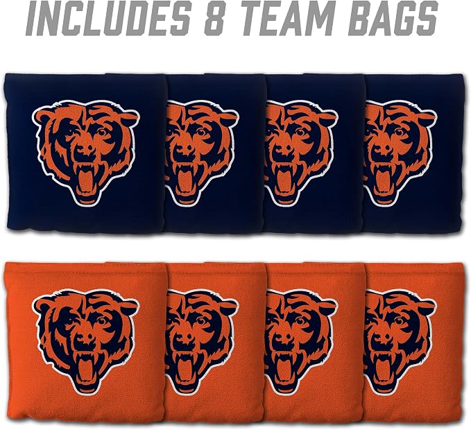 YouTheFan Officially-licensed NFL Set of 8 Cornhole Bags - All Weather Dual Sided Slide & Stop - regulation size
