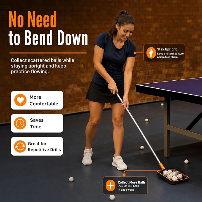 PICK 'N GO Table Tennis Ball Picker - Rapid and Efficient Ping Pong Retrieval Tool - Safe and Easy to Use Table Tennis Accessory for Players and Coaches