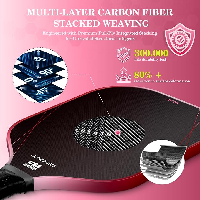 Pickleball Paddles Set of 2 - Composite Carbon Fiber Pickle Ball Paddle - USAPA Approved Pro Pickle Racket - Portable Outdoor Sports Equipment - Men's and Women's Training or Game Gift Set