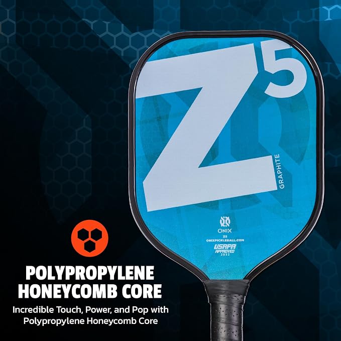 Onix Graphite MOD Z5 Carbon Fiber Pickleball Paddle with Wide-Body Shape. Honeycomb Core, Graphite Face & Cushion Comfort Pickleball Paddle Grip