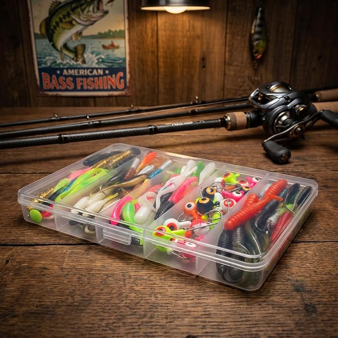 Crappie Fishing Lures Kit, 75/128/144Pcs Tube Lures Jigs Soft Plastic Baits | Includes Tube Lures, Jig Heads, Grub Worms & Swimbaits with Tackle Box for Bass, Trout, Freshwater & Saltwater Fishing