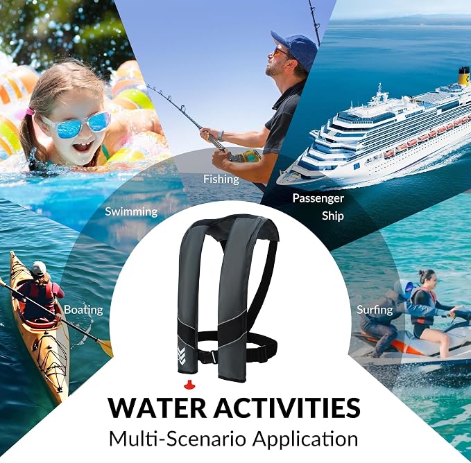 Automatic Inflatable Life Jackets for Adults Life Vests PFD Low Profile Load Capacity Up to 330lbs