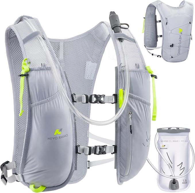 N NEVO RHINO 5.5L Running Vest for Women Men, Lightweight Hydration Vest with 1.5L Water Bladder, Breathable Water Backpack for Hiking Marathon Running