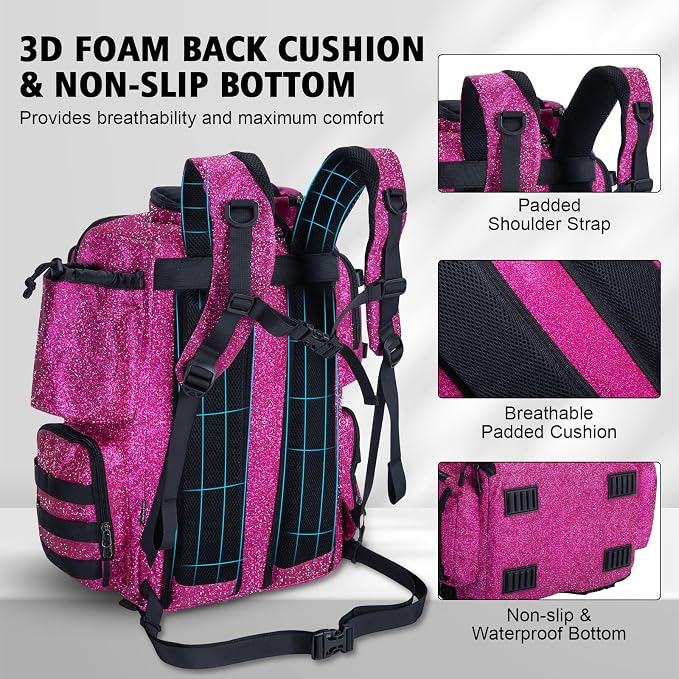 Goture Fishing Backpack, 900D Water-Resistant Tackle Backpack with Rod Holders, 45L Large Fishing Bag Storage Gear Tackle Bag with 8 Lure Pockets, Rain Cover for Camping Hiking(Without Tackle Box)