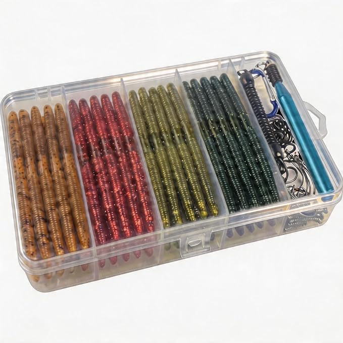 Crappie Fishing Lures Kit, 75/128/144Pcs Tube Lures Jigs Soft Plastic Baits | Includes Tube Lures, Jig Heads, Grub Worms & Swimbaits with Tackle Box for Bass, Trout, Freshwater & Saltwater Fishing