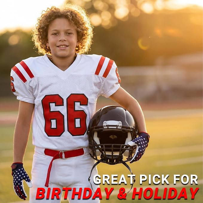 Football Gloves for Youth and Adult Men,Sticky Adhesive Palms Receiver Gloves,Grip Boost Flag Football Accessories Gifts for Family and Friends