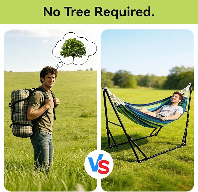 Multifunctional Hammock Chair with Stand for Outside | Portable Hammock for Indoor Outdoor | Frabic Tension Adjustable, Carry Bag Included, 616 lbs Weight Capacity Cyan