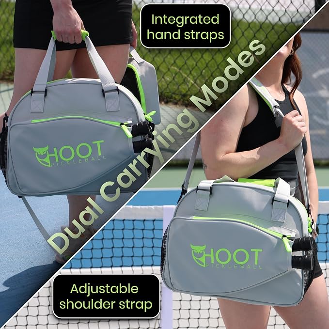 HootPickleball - Pickleball Backpack - Sports Equipment Organizer for Men & Women - Paddle Tennis Bag with Adjustable Strap - Dual Compartment - Light Grey - 15.8L