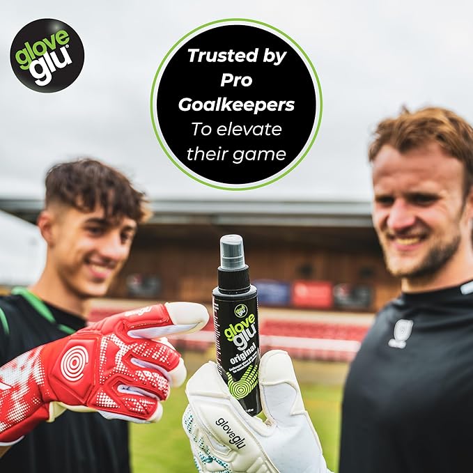 gloveglu Original Goalkeeper Glove Grip Spray | Ultimate Football Goalie Grip Booster for Match | Enhances Catching Control, Revives Latex Grip | Ideal for Football Training, Matches | 120ml (4fl.oz)