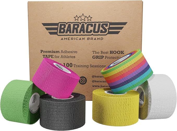 BARACUS Premium Thumb Tape Cross Training and Weightlifting for The Best Hook Grip - 23 ft Long - WOD Tape Chalk and Sweat Proof - Hook Grip Lifting Athletic Thumb Tape (EliteBox)