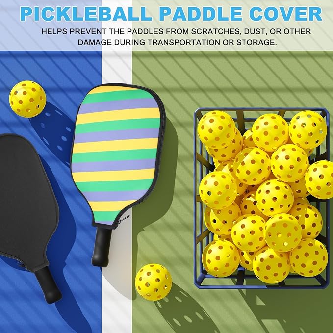 PATIKIL Pickleball Paddle Cover Universal 8.5x12.2 Inch, 2 Pack Neoprene Pickleball Racket Sleeve Paddle Storage Bag, Black Pink/Black White