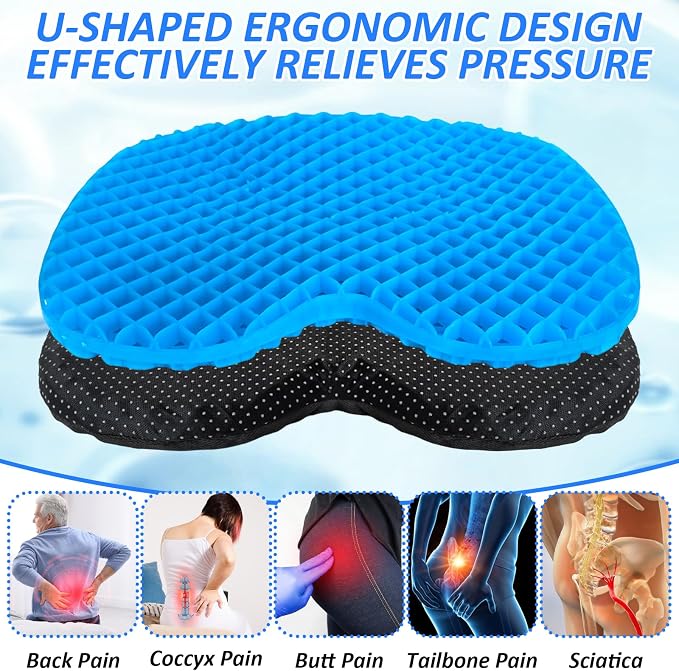 YEXEXINM Anti Slip Kayak Seat Cushion Thick Waterproof-Gel Breathable U Shape Seats Pad with Non-Slip Cover for Sit in Inflatable Kayak Canoe & Boat Kayak Accessories for Fishing Kayak