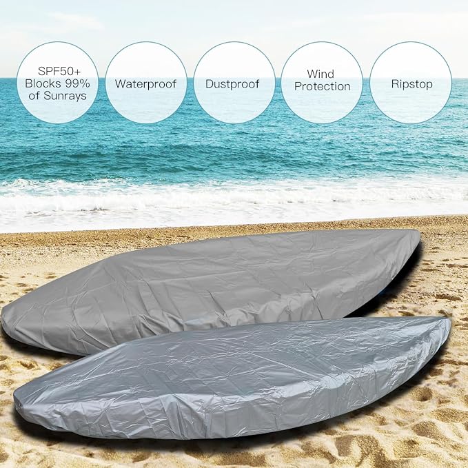 420D Durable 2.6m-6m/7.8-18ft,7 Sizes, 9 Color Durable Kayak Cover Canoe Cockpit Dust Cover, Waterproof UV Sunblock Shield Protector for Fishing Boat,Kayak,Canoe,Paddle Board