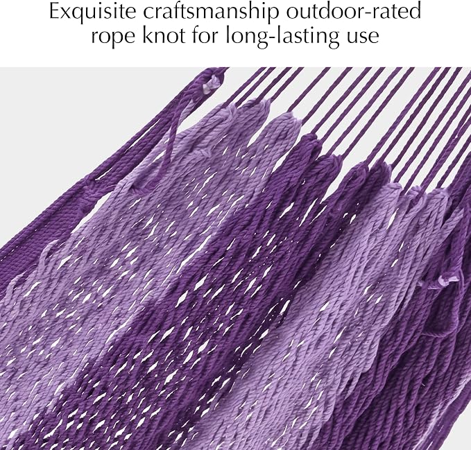 PNAEUT Handwoven Mayan Hammock, Thick Soft Rope Double Hammock for Outdoor Outside & Indoor, 600 lbs Capacity Heavy-Duty, Includes Tree Straps, Carabiners & Carrying Bag (Mauve Purple, X-Large)