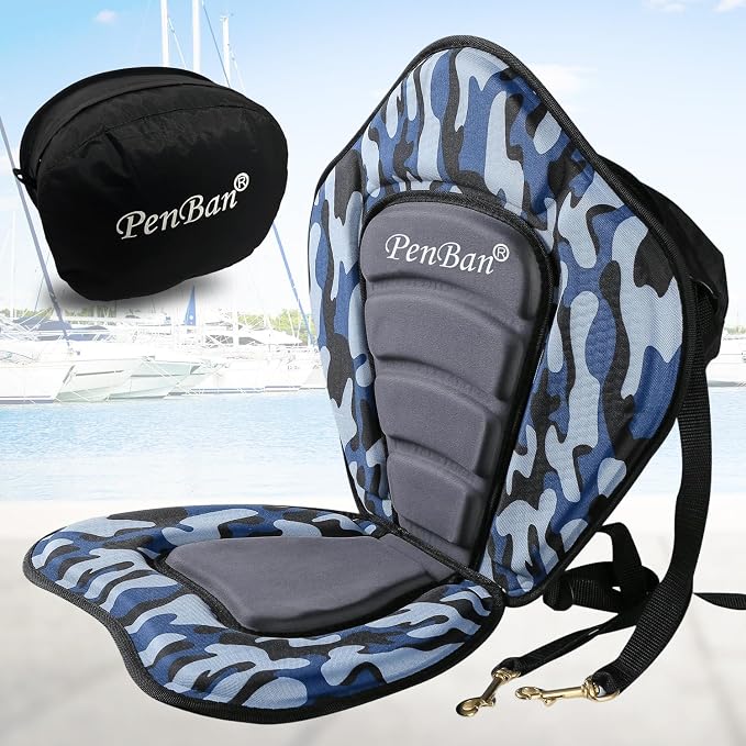 Universal Deluxe Kayak Seat Cushion with Storage Bag for Kayak,Padded Boat,SUP,Canoe,Fishing Boat,Seats with 4 Adjustable Straps