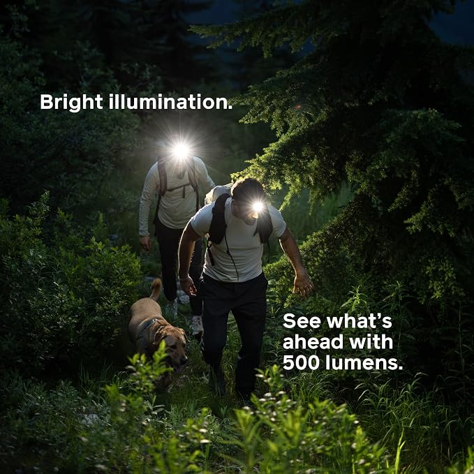 BioLite Range 500 Waterproof, Fast-Charging Rechargeable Headlamp, Midnight Grey, 500 Lumens, USB-C Charging, 100m Beam, 200 Hour runtime